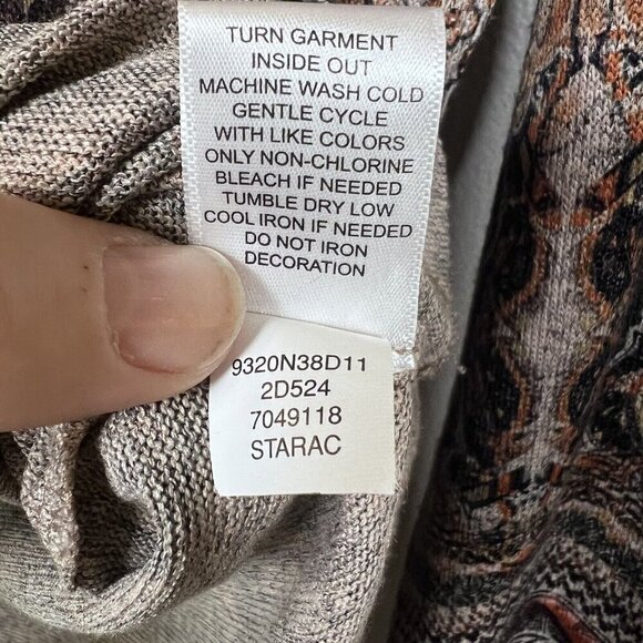 One World Live and Let Live Paisley Print Long Sleeve Blouse Women’s Size M - Picture 5 of 7